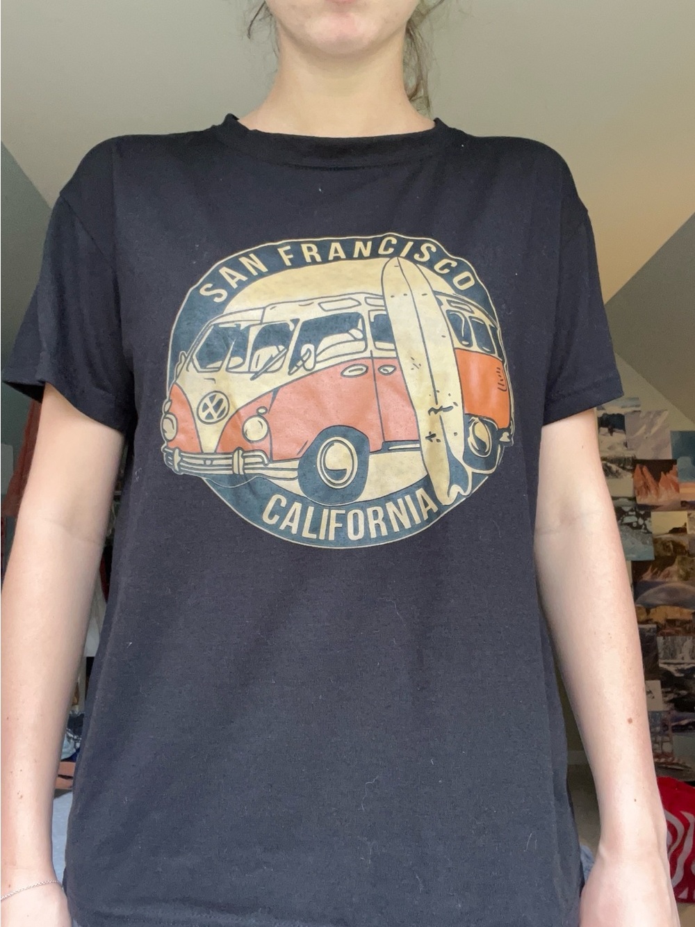 San Francisco California Black Graphic Tee with Retro Van